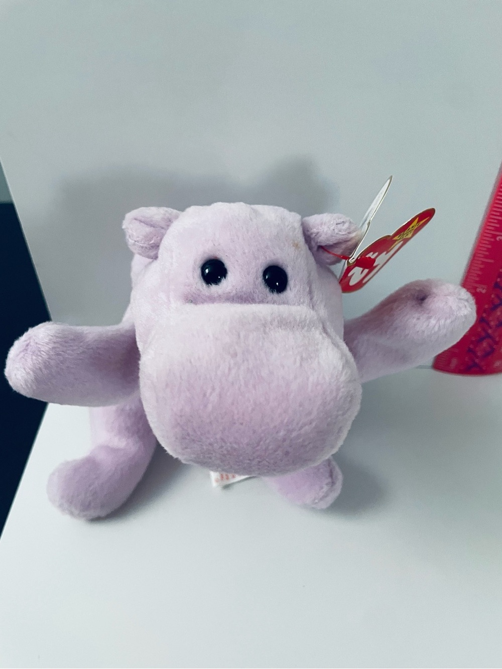 Ty Lilac Hippo Plush with Black Eyes